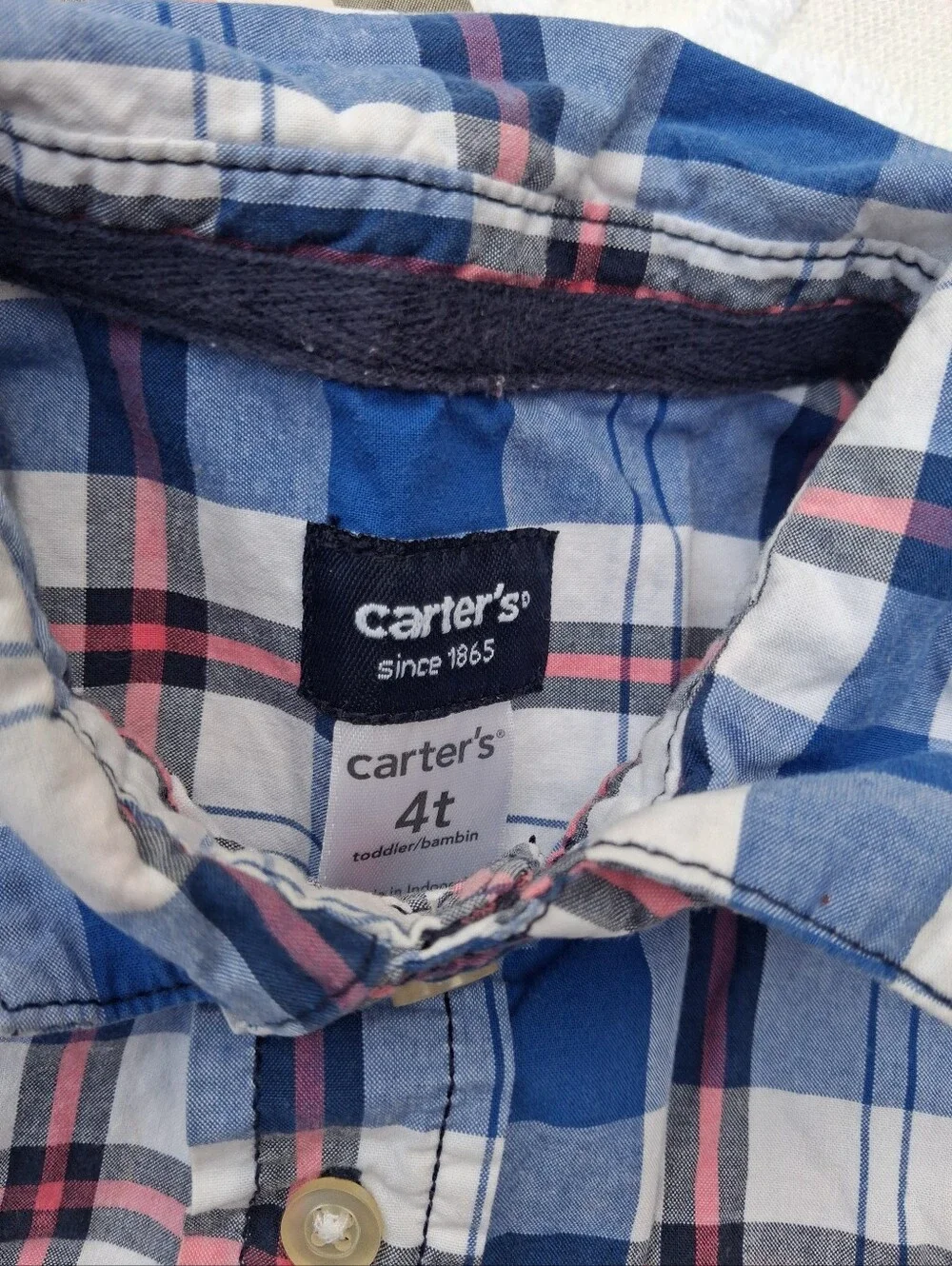 Blue Plaid Short-Sleeve Button-Down Shirts Size 4T